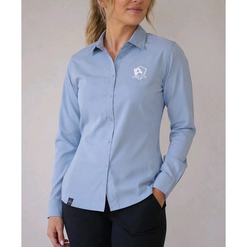 Stormtech Uscca Performance Shirt Women Small Steel Blue Stretch Lightweight